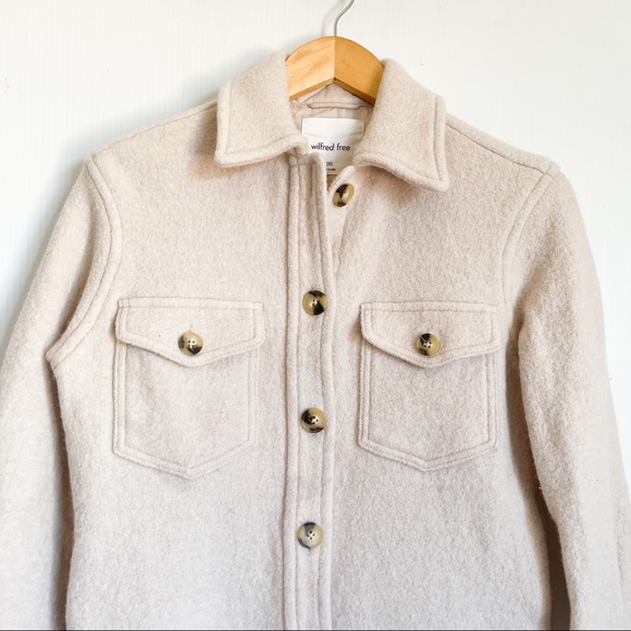 Aritzia | Wilfred Free The Ganna Shacket in Cream Beige 100% Wool - Picture 4 of 8